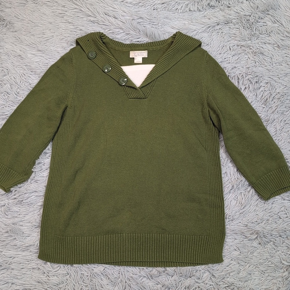 Christopher & Banks Sweater S Green Cozy Comfort Casual Preppy